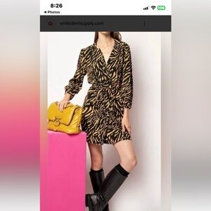 Pinko NOKOTA ABITO CREPE ZEBRA FLOREALE  Italian wrap dress Women’s Size 4